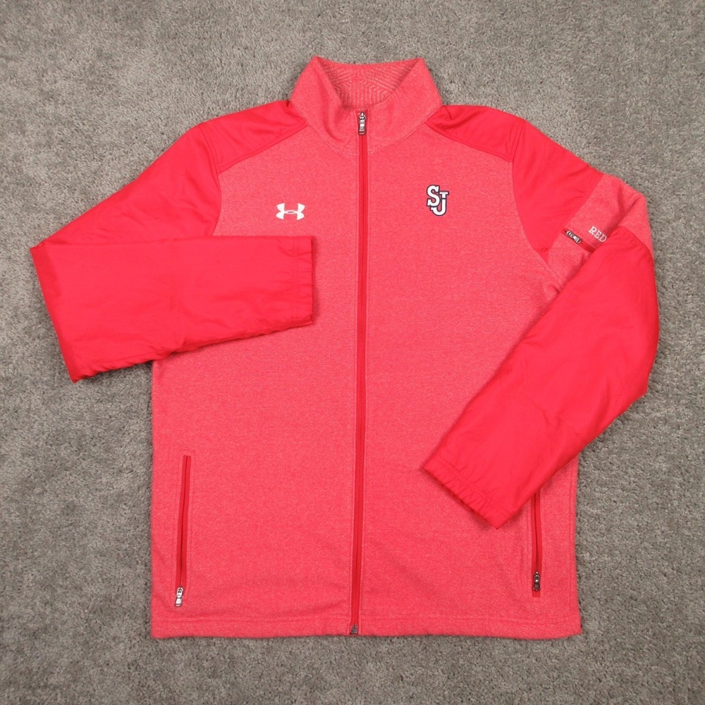 St Johns Red Storm Jacket Mens Medium Red Full Zip Under Armour Infrared Fleece